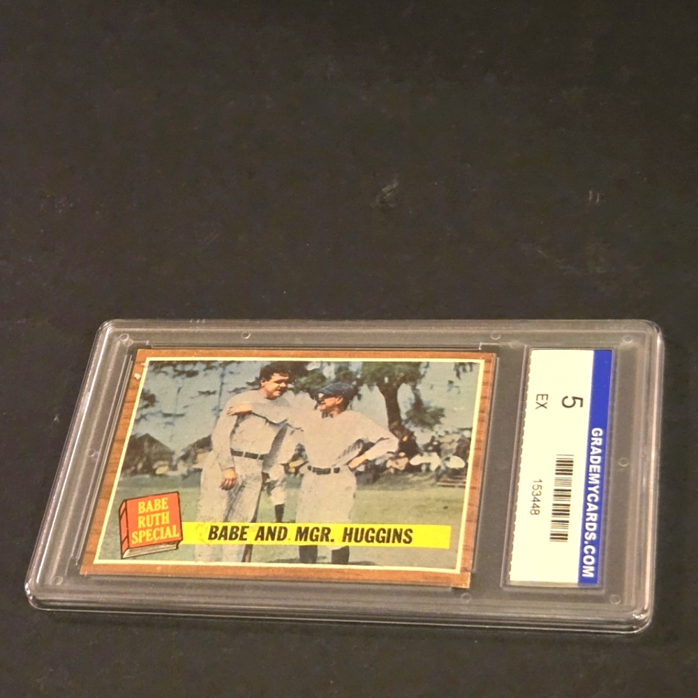 1962 TOPPS NEW YORK YANKEES BABE RUTH & MGR HUGGINS #137 GMC 5 EX CARD SLAB